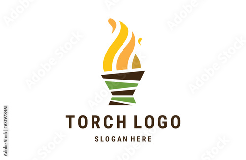 Torch logo fire flame vector design template