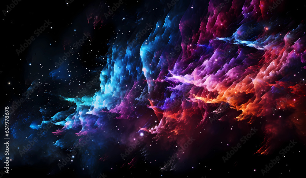 Neon wall paper of space cloud.
