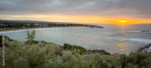 Sunrise landscape of beautiful Horseshoe Bay in Port Elliot on the Fleurieu Peninsula  South Australia