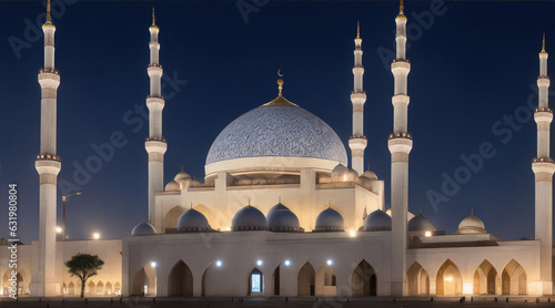 Portrait mosque in night by generative ai