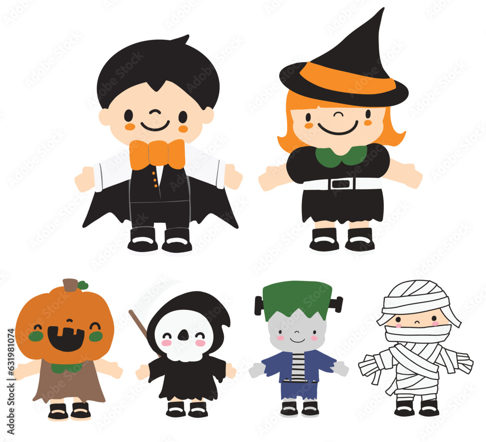 Adorable Halloween cartoon character illustration vector