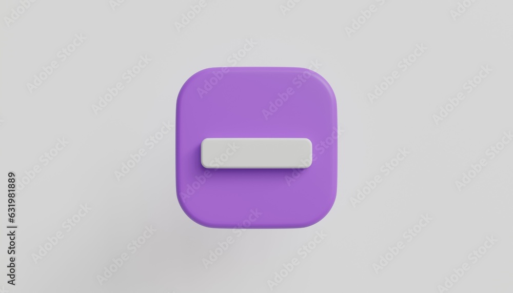 Math 3D icon. White arithmetic minus sign on purple round button. 3d realistic design element on white background illustration. Math 3D icon. White arithmetic minus sign on purple round button. 3d realistic design element on white background illustration.
