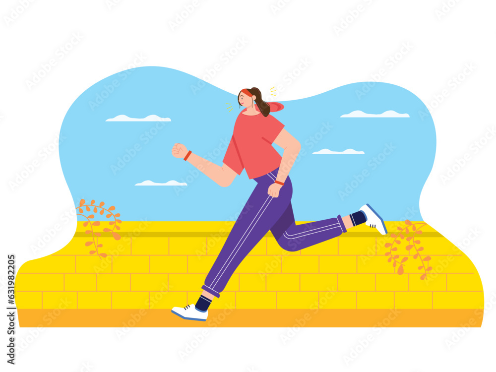 Flat sunday morning vector cartoon illustration. Concept of a good morning and a good start to the day. Sunday morning beautiful day design illustration Flat sunday morning vector cartoon illustration. Concept of a good morning and a good start to the day. Sunday morning beautiful day design illustration