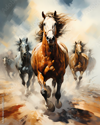 horses running