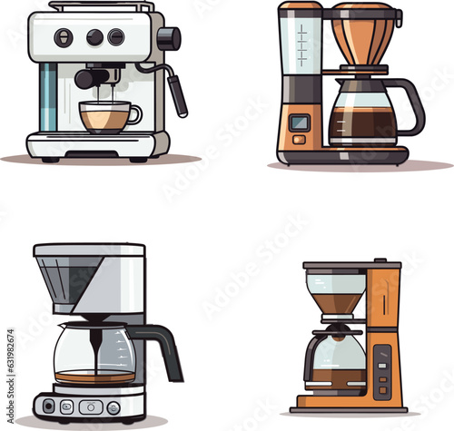 coffee maker 2D simple flat illustration