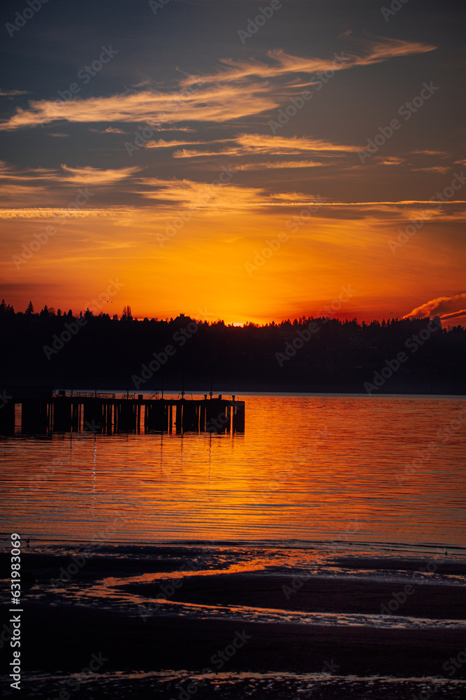 Sunset Over Commencement Bay, Puget Sound, Tacoma