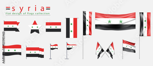 Syria flag set, flat design of flags collection