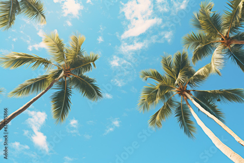 ヤシの木と青空と雲のある風景04 © chobopapa
