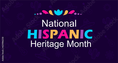 Illustration Vector for Hispanic heritage month. Vector web banner, poster, card for social media and networks. with Papel Picado pattern, perforated paper on black background perfect for social media