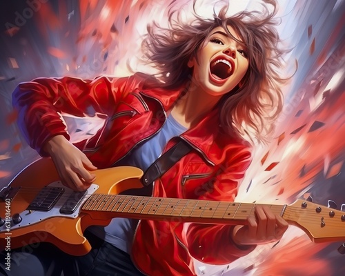 female rockstar playing the...