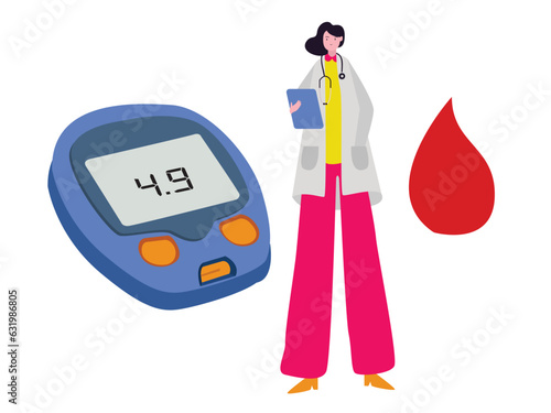 Doctor professional job healthcare and glucometer measure diabetes treatment glucose control