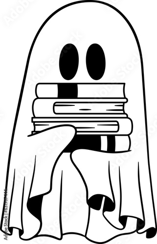 Cute ghost book illustration isolated on white background