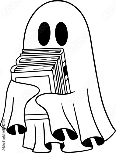 Cute ghost book illustration isolated on white background