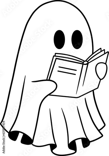 Cute ghost book illustration isolated on white background
