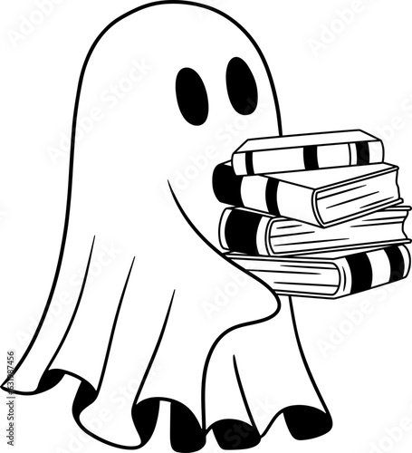 Cute ghost book illustration isolated on white background