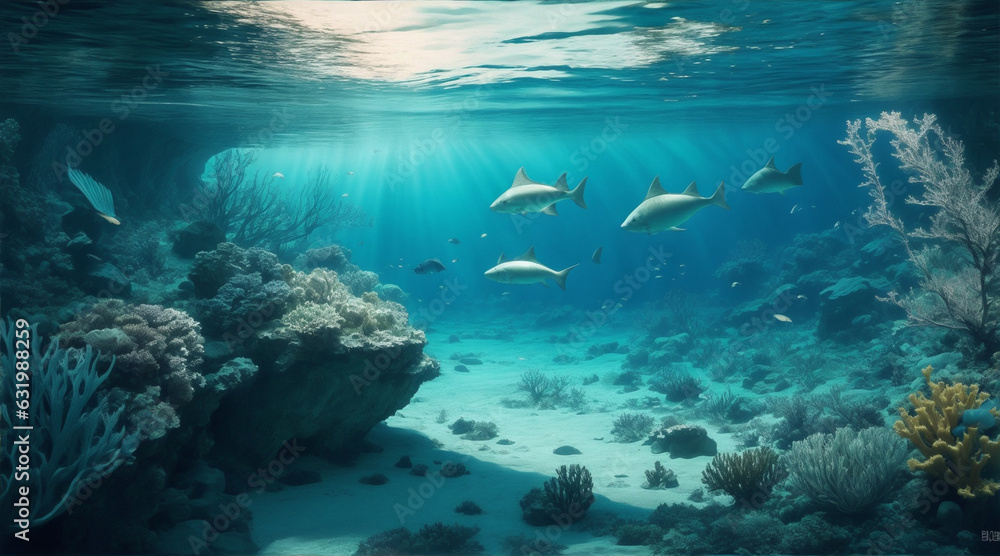 Underwater landscape by Generative AI Underwater landscape by Generative AI
