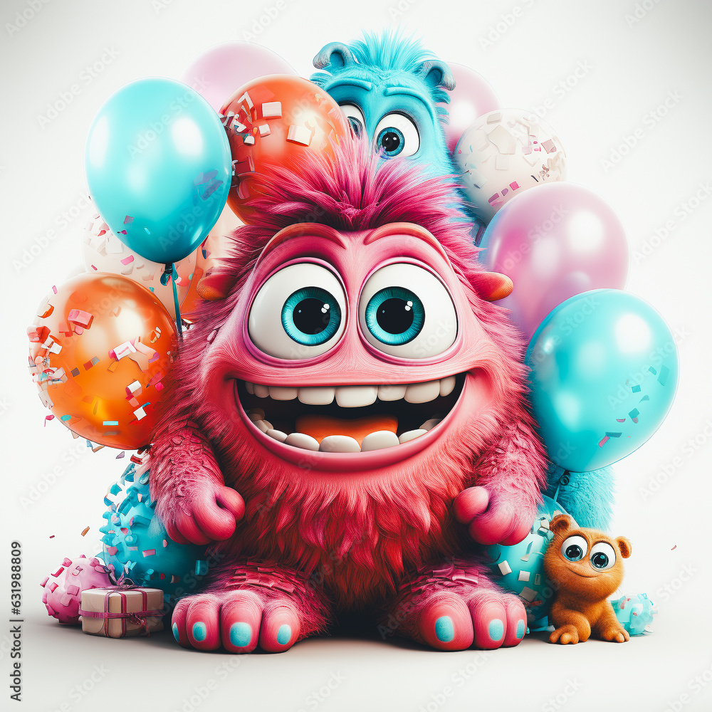 Cute semi-realistic 3d monster celebration Cute semi-realistic 3d monster celebration