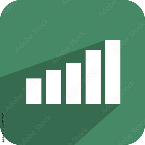 Vector bar chart icon on green button