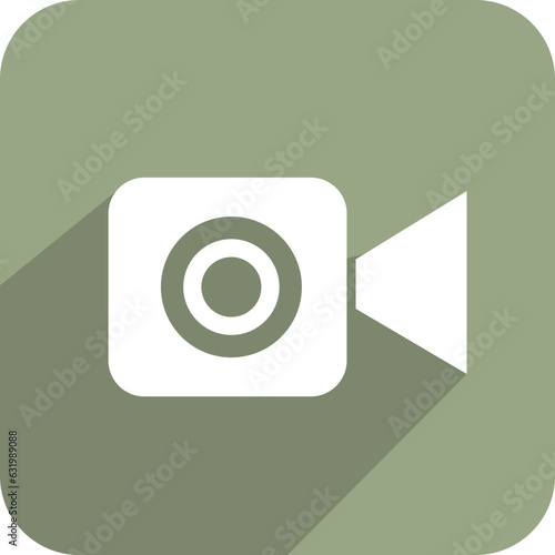 Vector video camera icon on drab green button