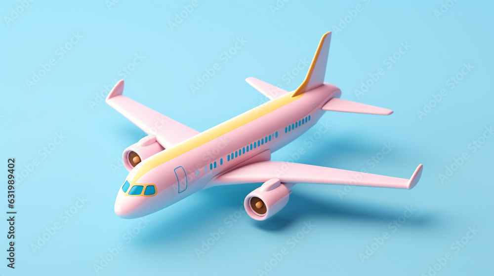 Naklejka premium Tiny Cute 3D Plane: A Delightful Miniature Aviation Marvel