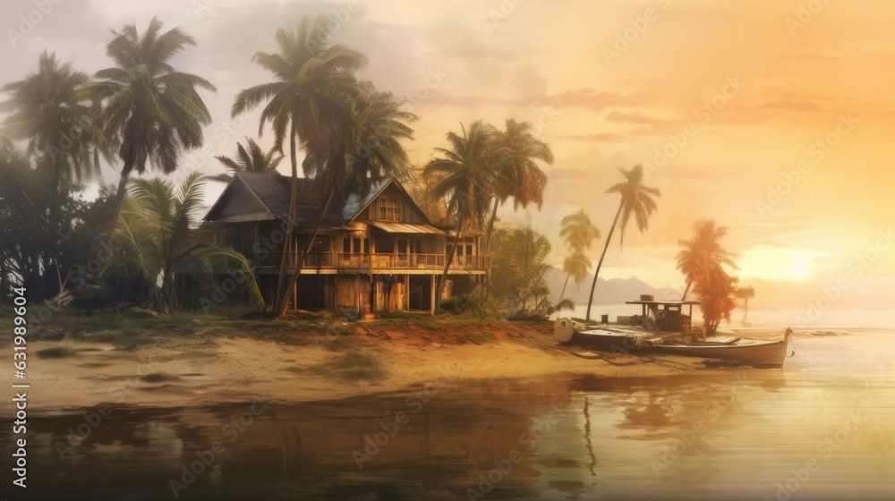 palm trees village ocean palm trees village ocean