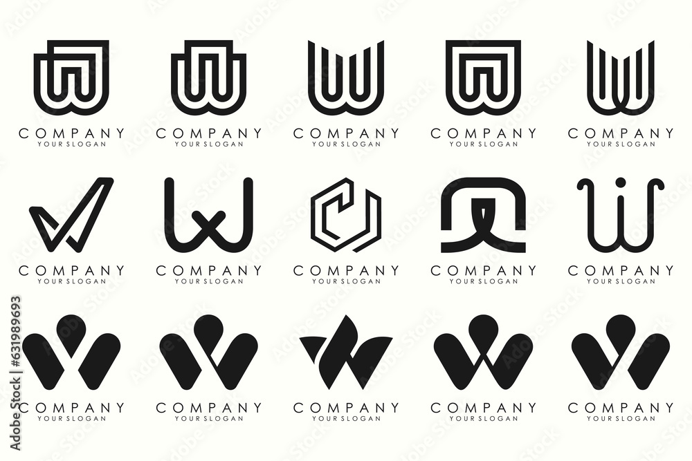 Abstract collection with letters W logo design. creative design logotype W with black color. Abstract collection with letters W logo design. creative design logotype W with black color.