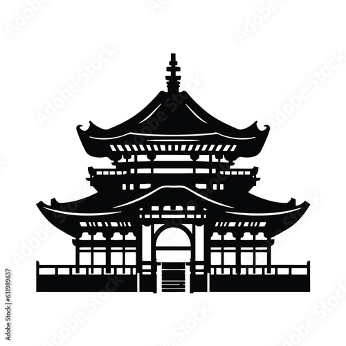 Chinese temple for t-shirts, tattoos, prints and stickers, vector illustrations isolated on white background.