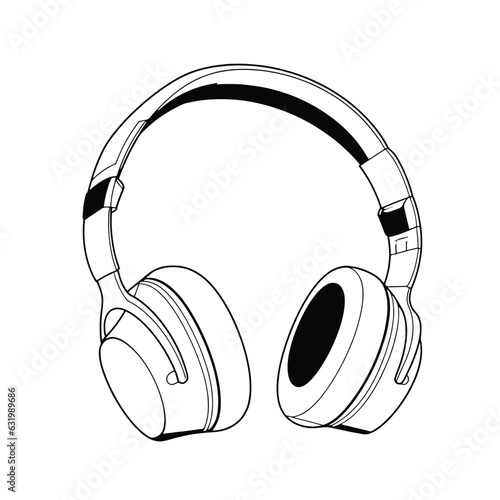 Headphones for music, gaming headphones or headset, vector isolated on a white background.