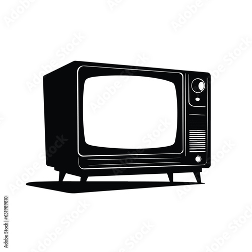 black retro tv icons, silhouette vector illustration isolated on white background