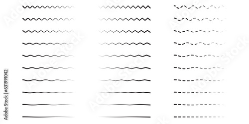 Set of wavy - curvy and zigzag - criss cross horizontal lines photo