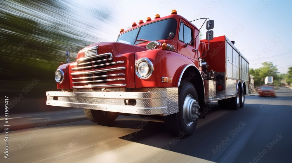 speeding fire truck on its way to a emergency. Made with the highest ...