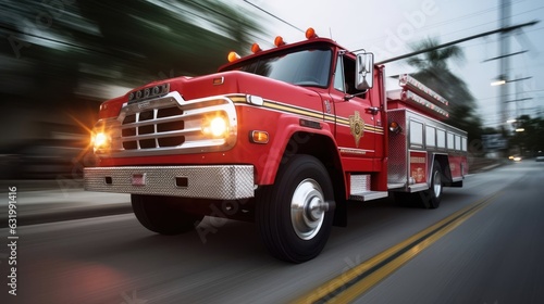 speeding fire truck on its way to a emergency.Made with the highest quality generative AI tools
