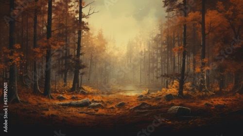 An autumn forest, panoramic