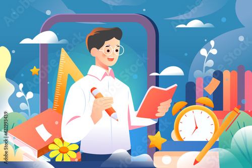 teacher's day ， teacher lectures online education classroom training illustration