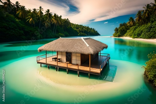 tropical resort pool © AI artistic beauty