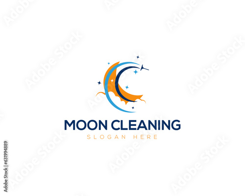 Moon icon Cleaning Logo