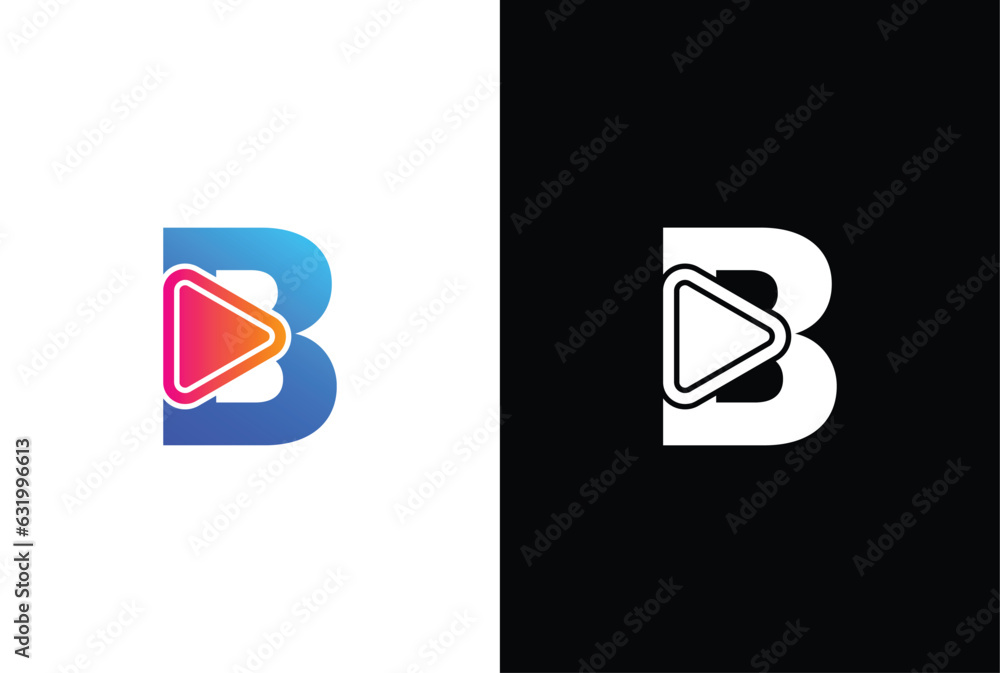 Initial B Media Logo, letter B with Play button, Usable for Brand and ...