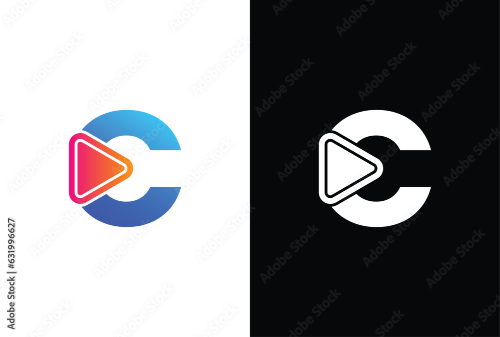 Initial C Media Logo, letter C with Play button, Usable for Brand and ...