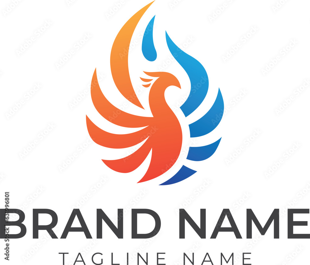 phoenix logo with oil drop shape with phoenix color partially fire orange with blue oil. phoenix logo template phoenix logo with oil drop shape with phoenix color partially fire orange with blue oil. phoenix logo template