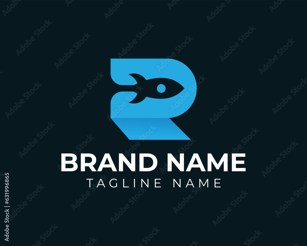 Initial r rocket logo design template vector illustration Initial r rocket logo design template vector illustration