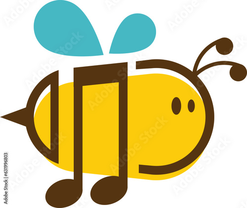 logo made from combination bee and a music. bee music logo template, honey logo template illustration. music applying logo template.
