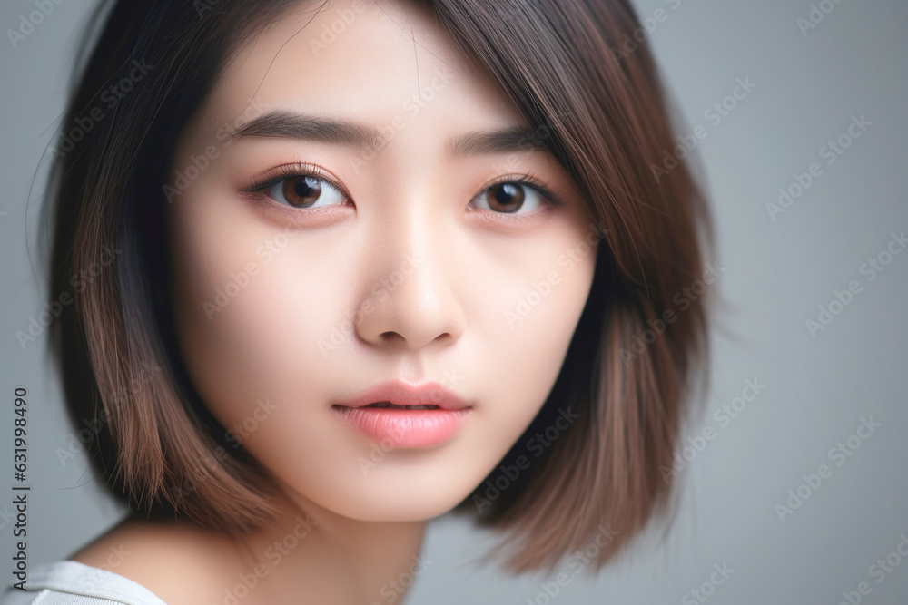 女性のポートレート カメラ目線 白背景 AI生成画像 ジェネレーティブ AI 女性のポートレート カメラ目線 白背景 AI生成画像 ジェネレーティブ AI