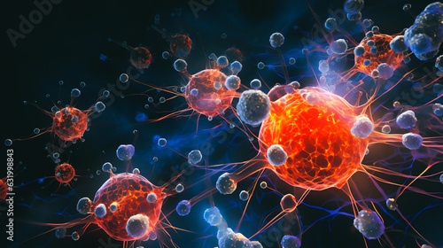 Photo a intricate network of interconnected cells, representing the immune system, wit
