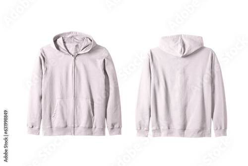 Unisex Soft Pink Zip Hoodie Front and Back