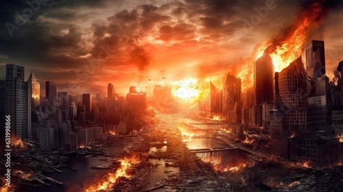 apocalyptic image of a city on fire.   Made with the highest quality generative AI tools