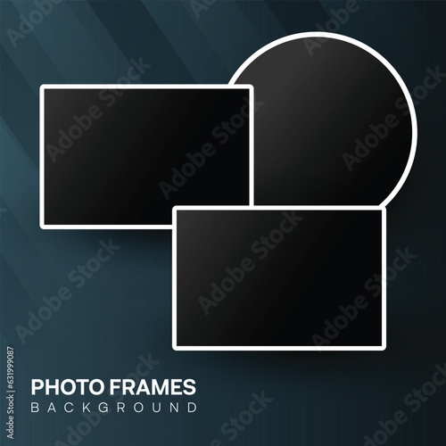 Modern Photo frames design. Set of square photo collage with editable background illustration.