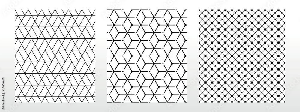 Geometric set of seamless black and white patterns. Simpless vector graphics Geometric set of seamless black and white patterns. Simpless vector graphics