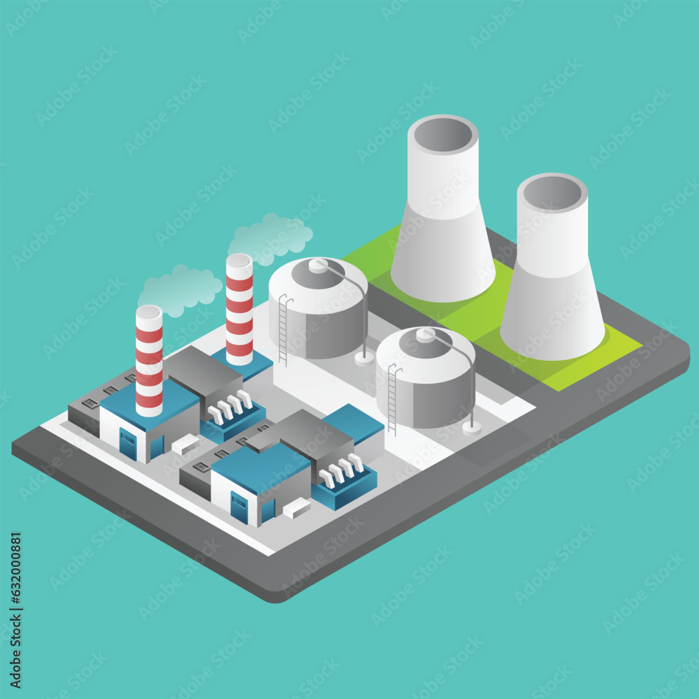 Isometric flat 3d concept illustration of oil and gas industry big ...