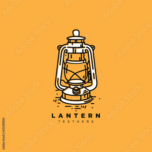 Vintage retro lantern lamp logo design. classic old lantern fire lamp vector