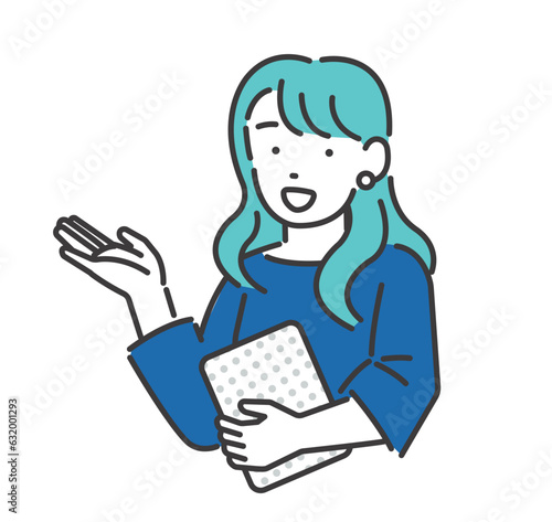 案内をする若い女性のビジネスパーソンのベクターイラスト素材